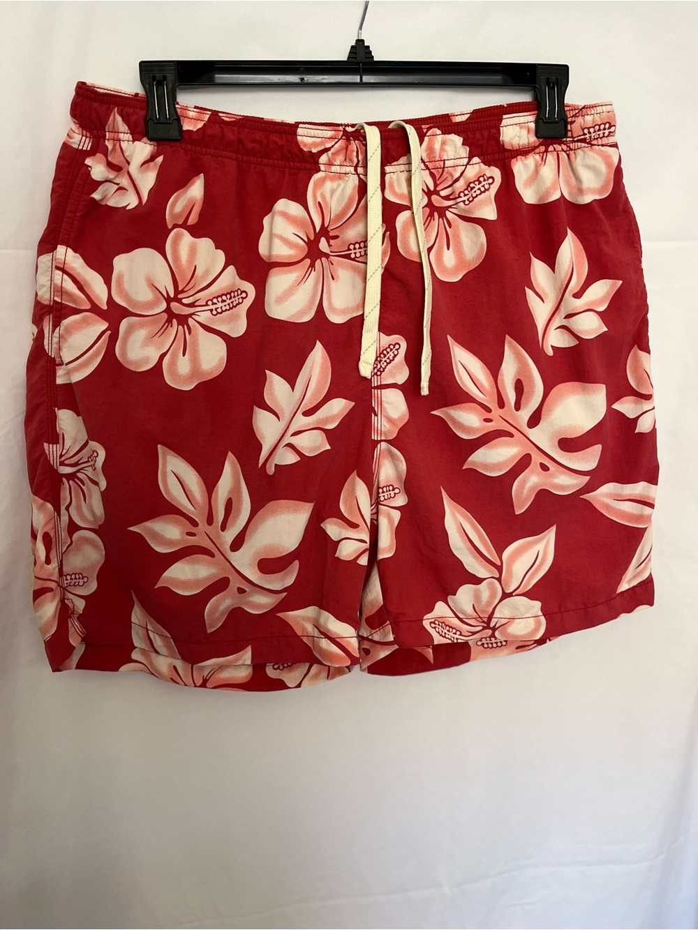 Tommy Bahama Red and Cream Mesh Lined Swim Shorts size L